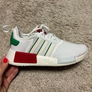 Kids Adidas NMD White with Red and Green size 5